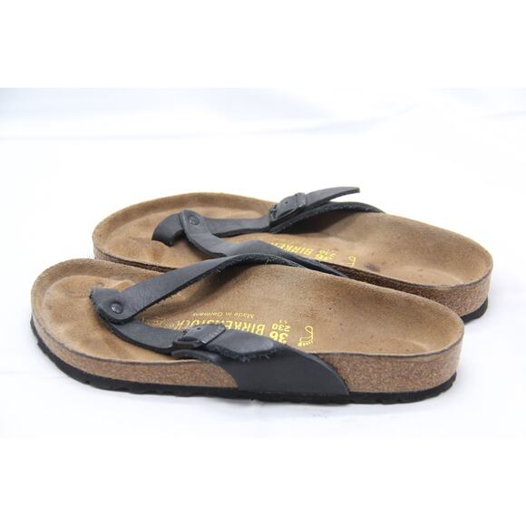 Birkenstock Adria Thong Sandals Womens EU36 US 5-5.5 Black Leather Slip On - Picture 3 of 7